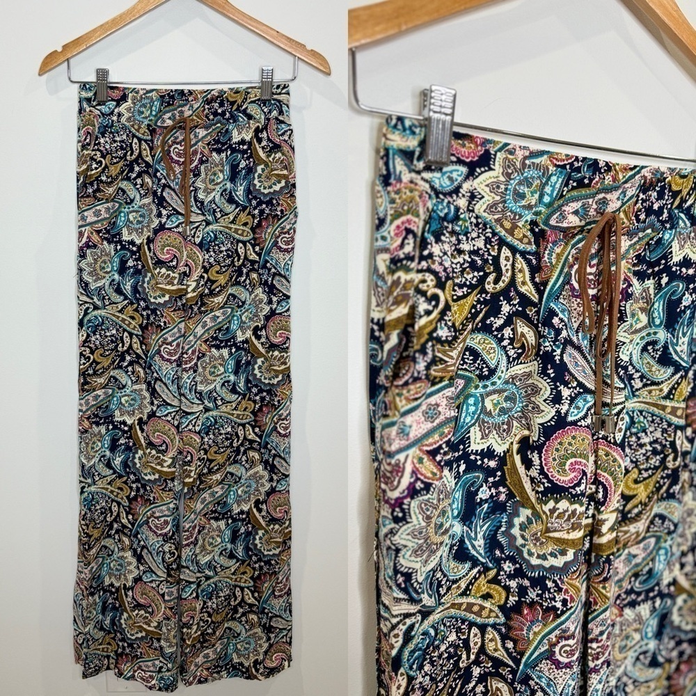 Love Culture Paisley Palazzo Sheer Pants with Pockets (S)